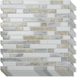 image:imageArt3d 10Sheet HeavyDuty Peel and Stick Backsplash Waterproof Wall Tiles Stick on Kitchen Backsplash Living Space Eurasian Mocha StoneBeige  White