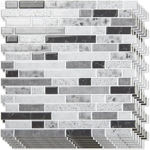 image:imageArt3d 10Sheet HeavyDuty Peel and Stick Backsplash Waterproof Wall Tiles Stick on Kitchen Backsplash Living Space Eurasian Mocha StoneCarrara Grey