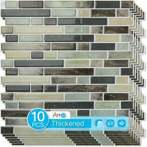 image:imageArt3d 10Sheet HeavyDuty Peel and Stick Backsplash Waterproof Wall Tiles Stick on Kitchen Backsplash Living Space Eurasian Mocha StoneDark Brown