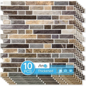 image:imageArt3d 10Sheet HeavyDuty Peel and Stick Backsplash Waterproof Wall Tiles Stick on Kitchen Backsplash Living Space Eurasian Mocha StoneVintage Sandstone