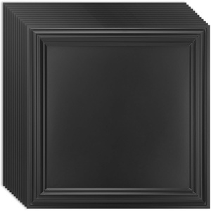 image:imageArt3d 48 Pack PVC Ceiling Tiles 24x24 Inches Waterproof Drop Ceiling TilesWall Panels for Interior Wall Decor Covers 192 Sqft Pure WhiteSquare Black
