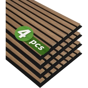 image:imageArt3d 4Pack 47x236 Inch Acoustic Panels with Wood Slat Design  Soundproof Wall Panel for Office Gaming Room amp Studio Ideal for Streamers Home Workers amp Recent Movers OakDeep Walnut